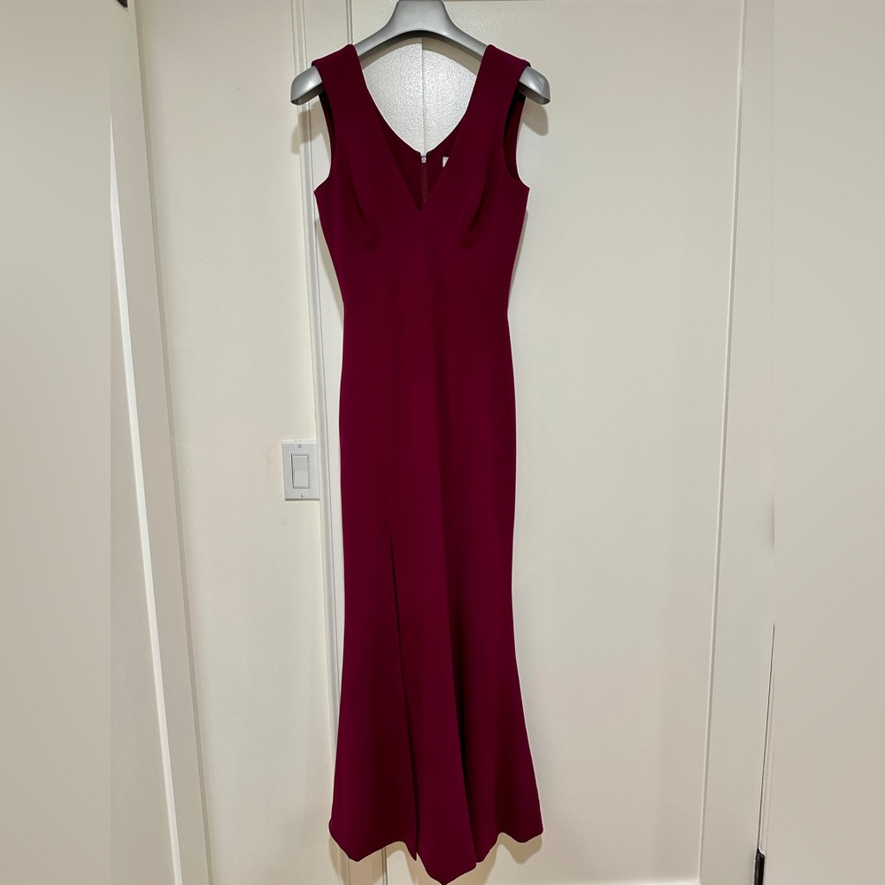 Sandra Plunge Crepe Trumpet Gown - XXS - Red - Dress The Population